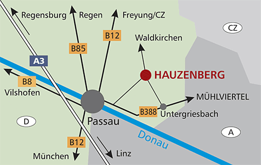 Anfahrt nach Hauzenberg im Bayerischen Wald Bayern